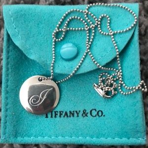 Letter J engraved charm necklace